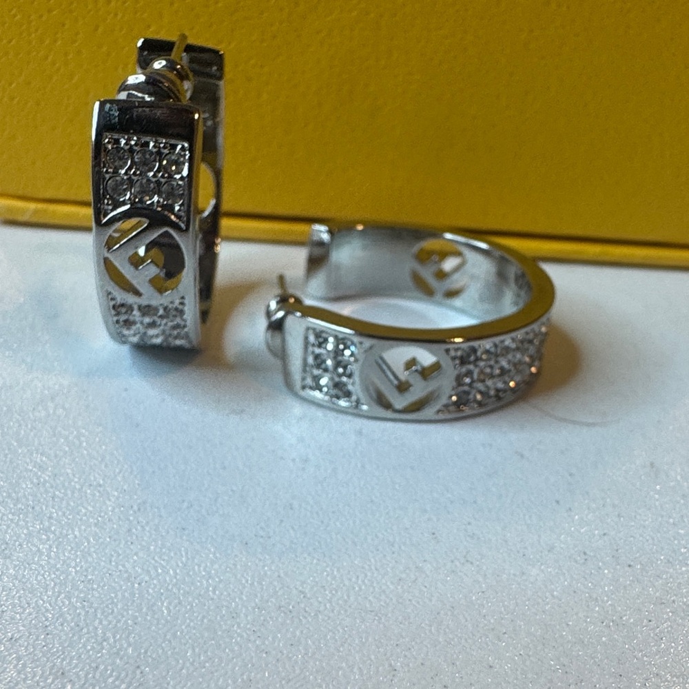 Stylish Silver Crystal Hoop Earrings